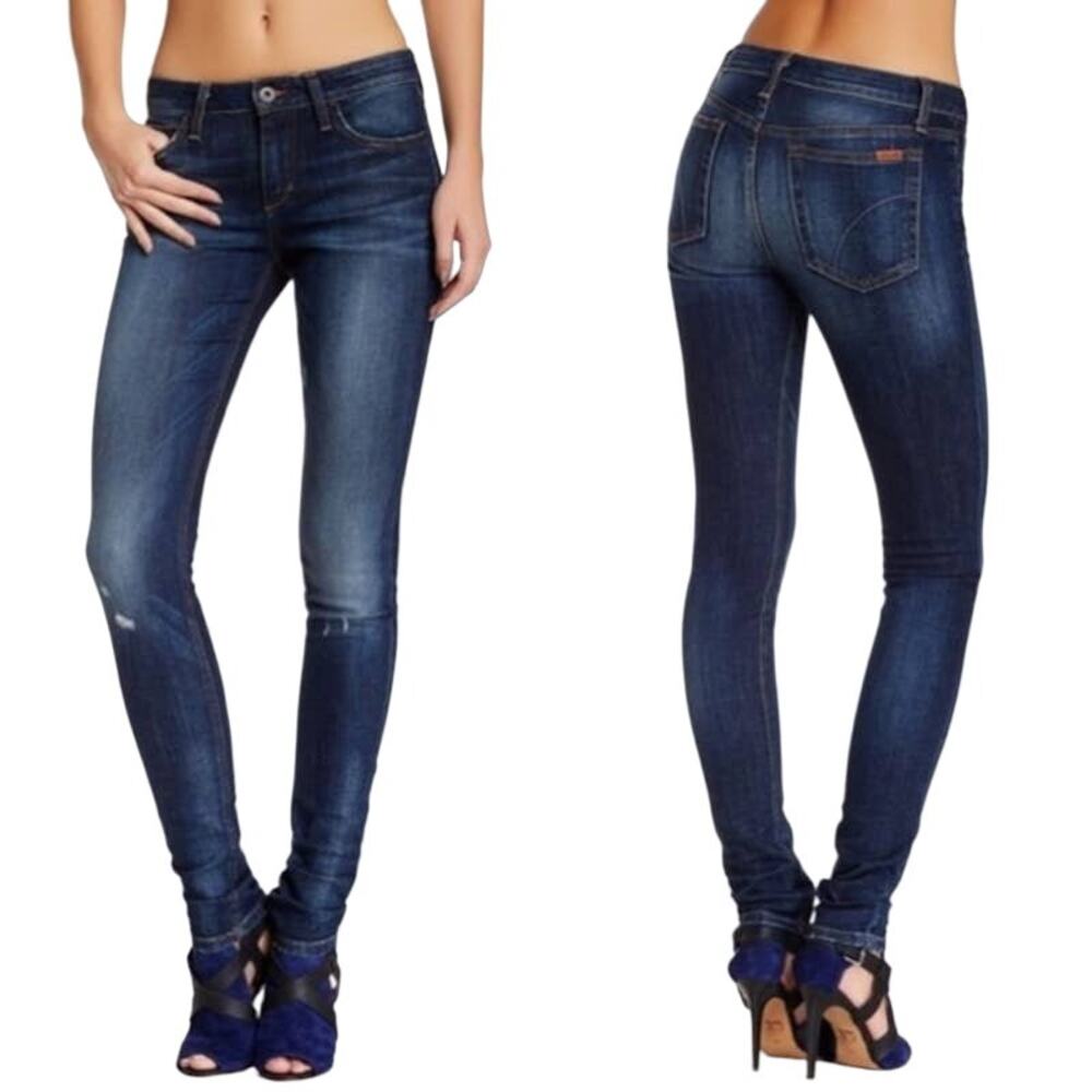 Joe’s Jeans Skinny Ripped Icon Jeans Haru Wash Japanese Denim Mid Rise Size 26